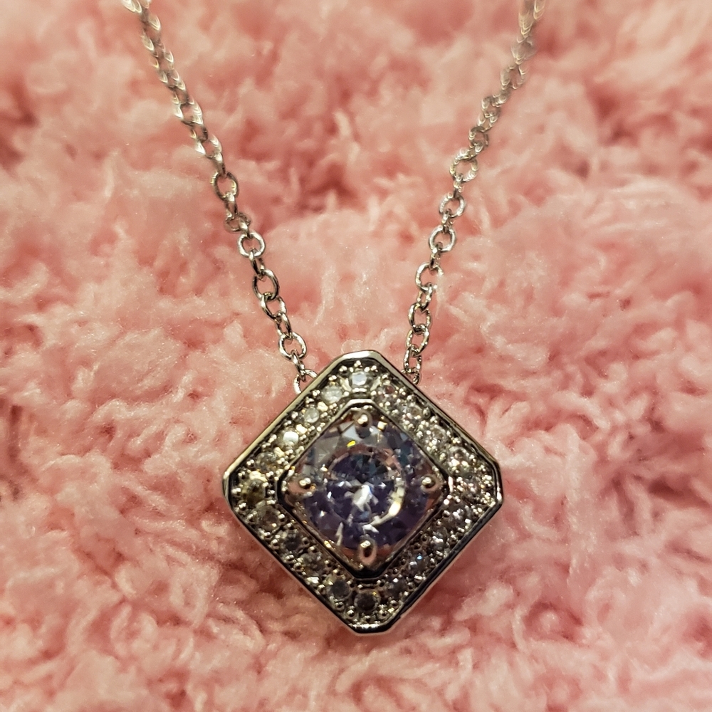 Stunning Silver Halo Cubic Zirconia Pendant
